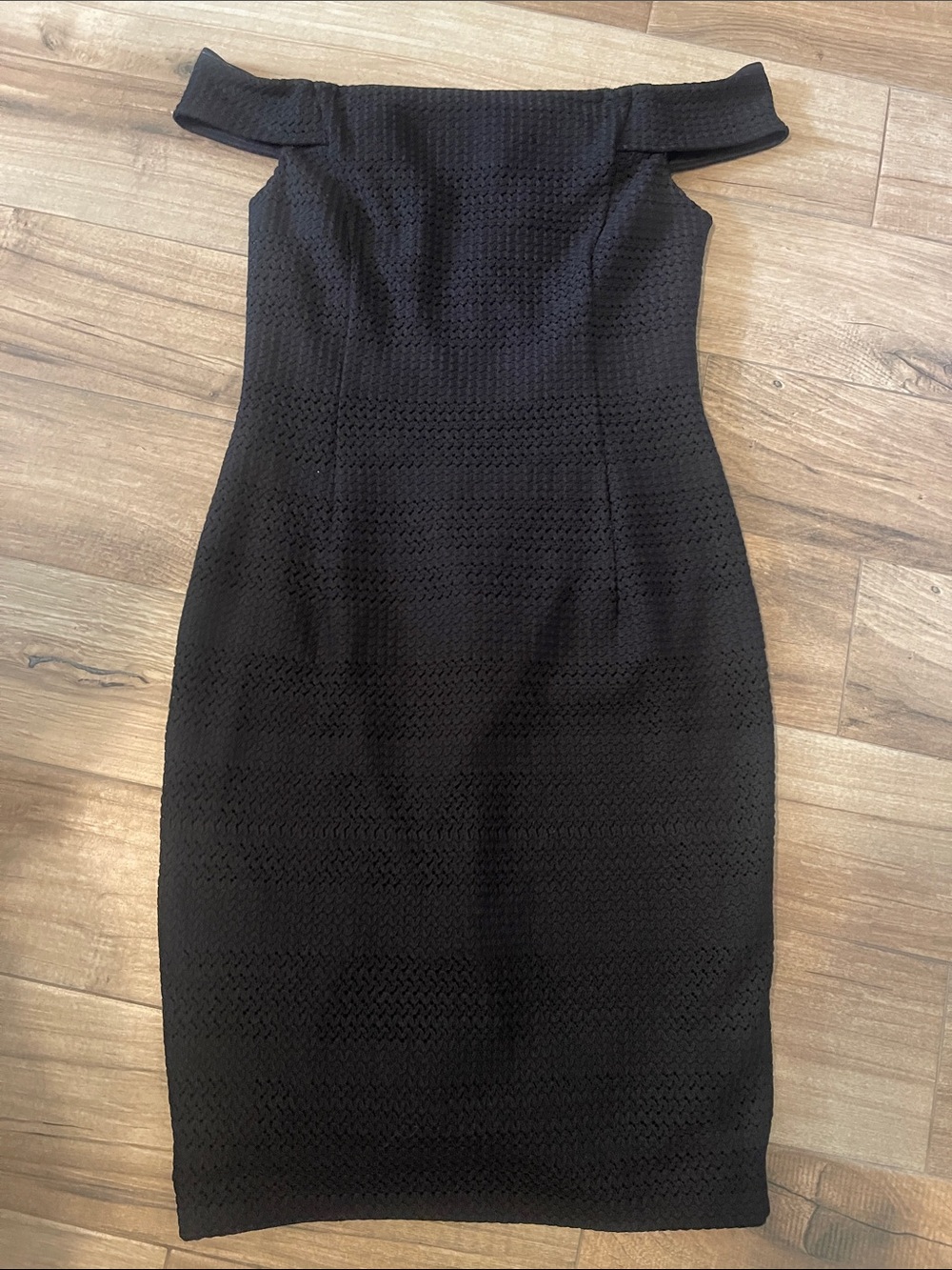 Trina Turk Black off the Shoulder Lil’ Black Dress